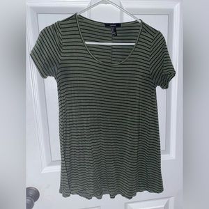 Forever 21 | Olive Green & Black Stiped Top